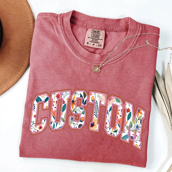 Custom Floral text T shirt Personalized Tshirt Custom Tee your text here shirt Customizable Matching Shirts Custom Comfort Colors shirt 2