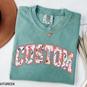 Custom Floral text T-shirt, Personalized Tshirt, Custom Tee, your text here shirt, Customizable Matching Shirts, Custom Comfort Colors shirt