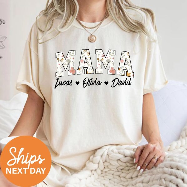 Mama Floral Shirt Personalized Mom Shirt With Kids Names Custom Kids Names Mom Shirt Custom Mom Shirt With Kids Names Mothers Day Shirt 4